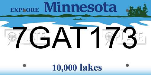 7GAT173 Minnesota License Plate