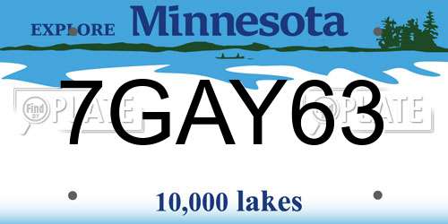 7GAY63 Minnesota License Plate