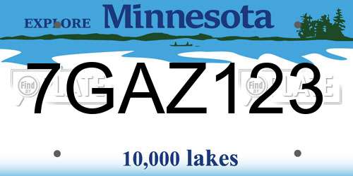 7GAZ123 Minnesota License Plate