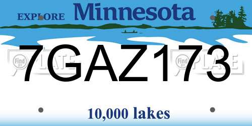 7GAZ173 Minnesota License Plate