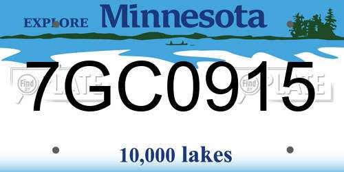 7GC0915 Minnesota License Plate