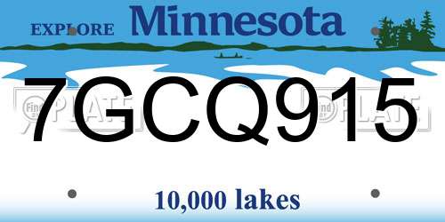 7GCQ915 Minnesota License Plate