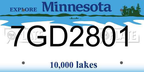 7GD2801 Minnesota License Plate