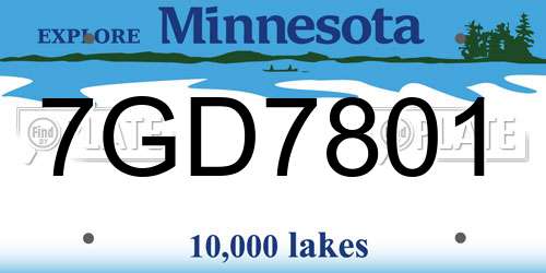 7GD7801 Minnesota License Plate