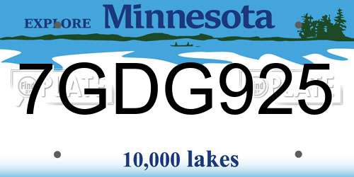 7GDG925 Minnesota License Plate