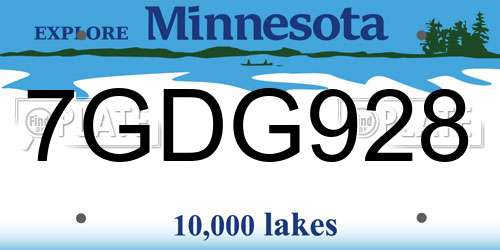 7GDG928 Minnesota License Plate