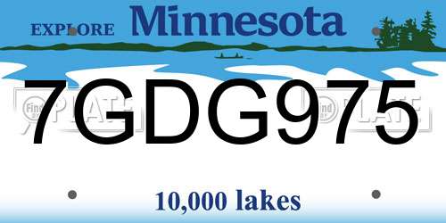 7GDG975 Minnesota License Plate