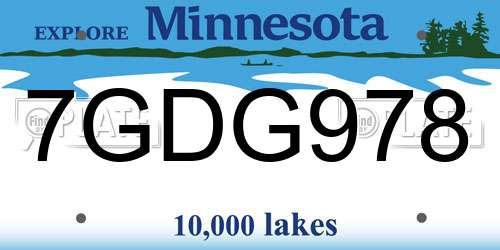 7GDG978 Minnesota License Plate