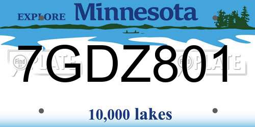 7GDZ801 Minnesota License Plate