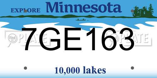 7GE163 Minnesota License Plate