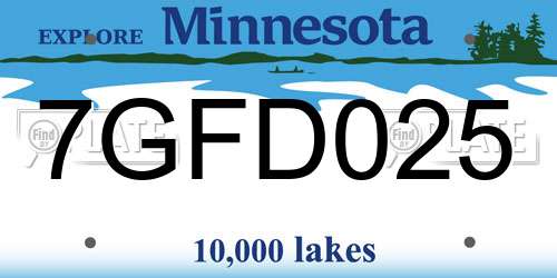 7GFD025 Minnesota License Plate