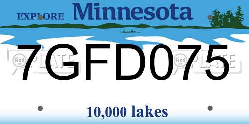 7GFD075 Minnesota License Plate