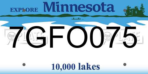 7GFO075 Minnesota License Plate