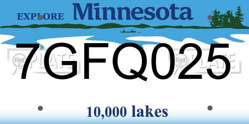 7GFQ025 Minnesota License Plate