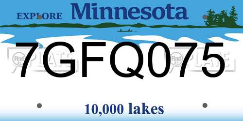 7GFQ075 Minnesota License Plate