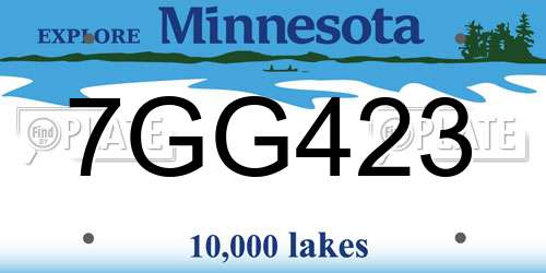 7GG423 Minnesota License Plate