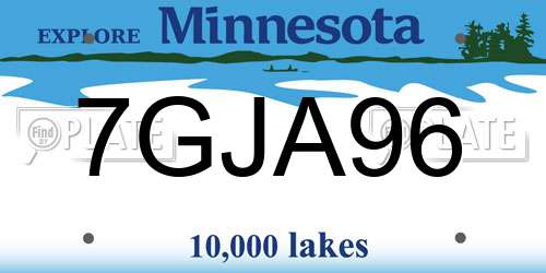 7GJA96 Minnesota License Plate