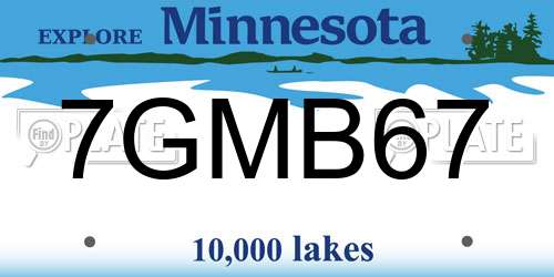 7GMB67 Minnesota License Plate