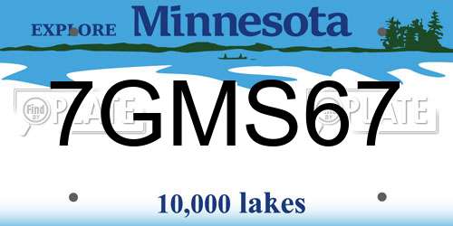 7GMS67 Minnesota License Plate
