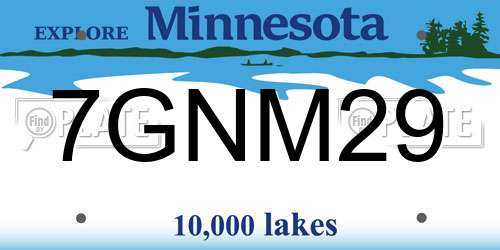 7GNM29 Minnesota License Plate