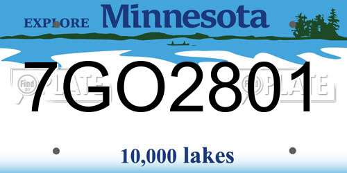 7GO2801 Minnesota License Plate