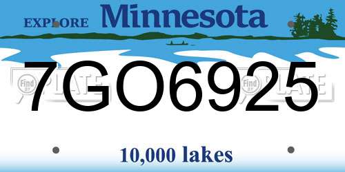 7GO6925 Minnesota License Plate