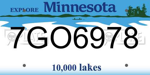 7GO6978 Minnesota License Plate