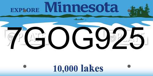 7GOG925 Minnesota License Plate