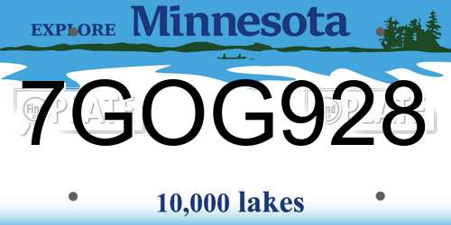 7GOG928 Minnesota License Plate