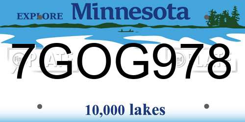 7GOG978 Minnesota License Plate
