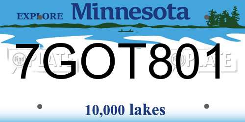 7GOT801 Minnesota License Plate