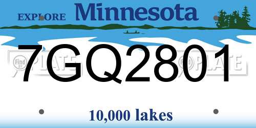 7GQ2801 Minnesota License Plate