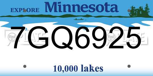 7GQ6925 Minnesota License Plate