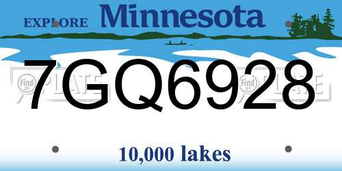 7GQ6928 Minnesota License Plate