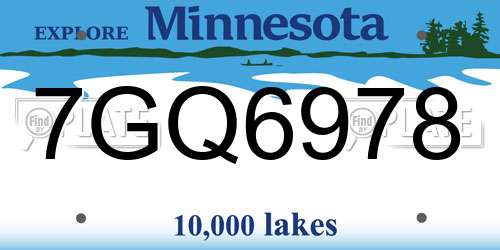 7GQ6978 Minnesota License Plate