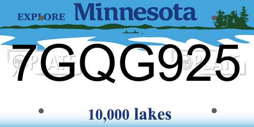 7GQG925 Minnesota License Plate