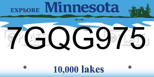7GQG975 Minnesota License Plate