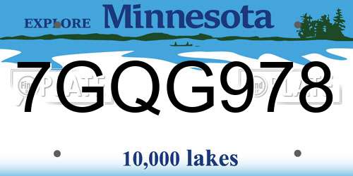7GQG978 Minnesota License Plate