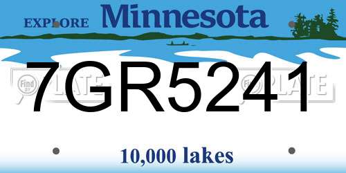 7GR5241 Minnesota License Plate