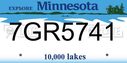7GR5741 Minnesota License Plate