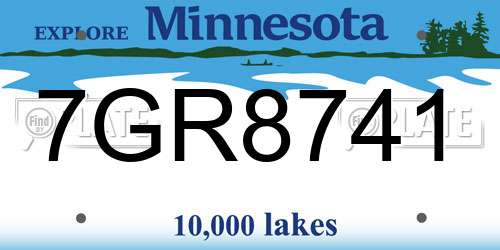 7GR8741 Minnesota License Plate