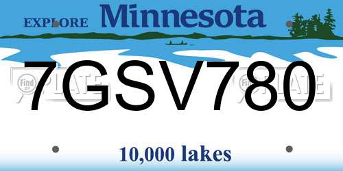 7GSV780 Minnesota License Plate