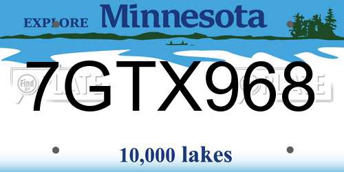 7GTX968 Minnesota License Plate