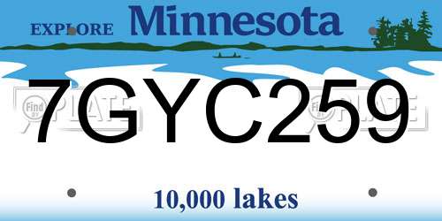 7GYC259 Minnesota License Plate