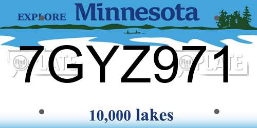 7GYZ971 Minnesota License Plate