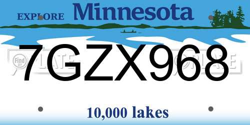 7GZX968 Minnesota License Plate
