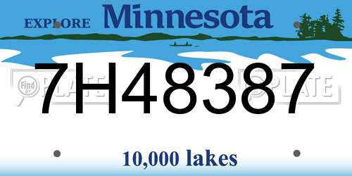 7H48387 Minnesota License Plate