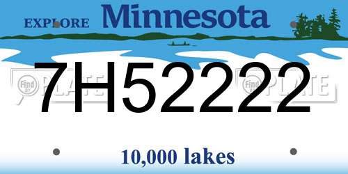 7H52222 Minnesota License Plate