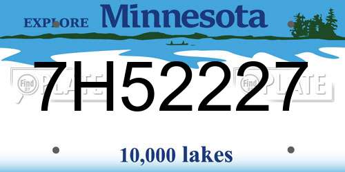 7H52227 Minnesota License Plate
