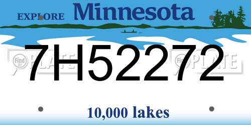 7H52272 Minnesota License Plate